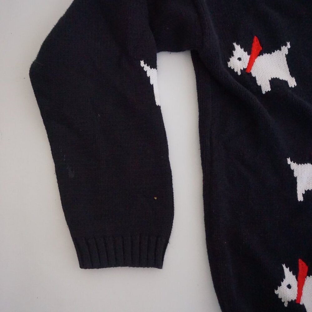 Vintage EP Pro Black Cotton Knit Scottie Dog Puppy Animal Print Cardigan S - Picture 8 of 10